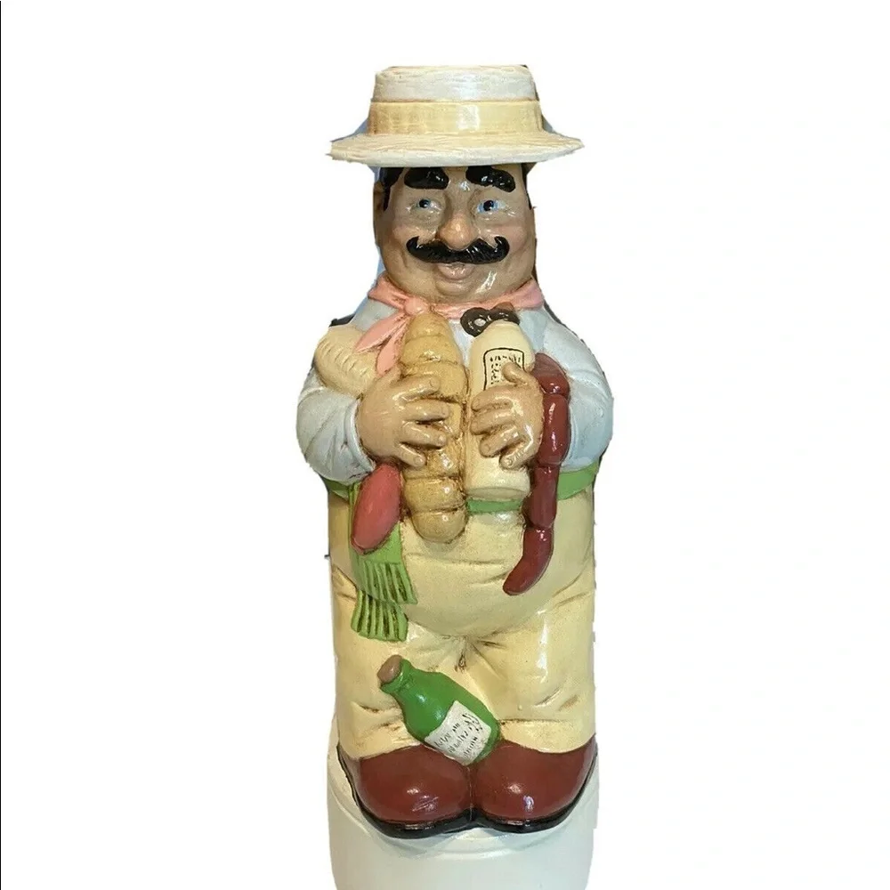 Vintage Alberta Italian Man Wine Sausage Bread Jug Barrel Decanter Barwa…